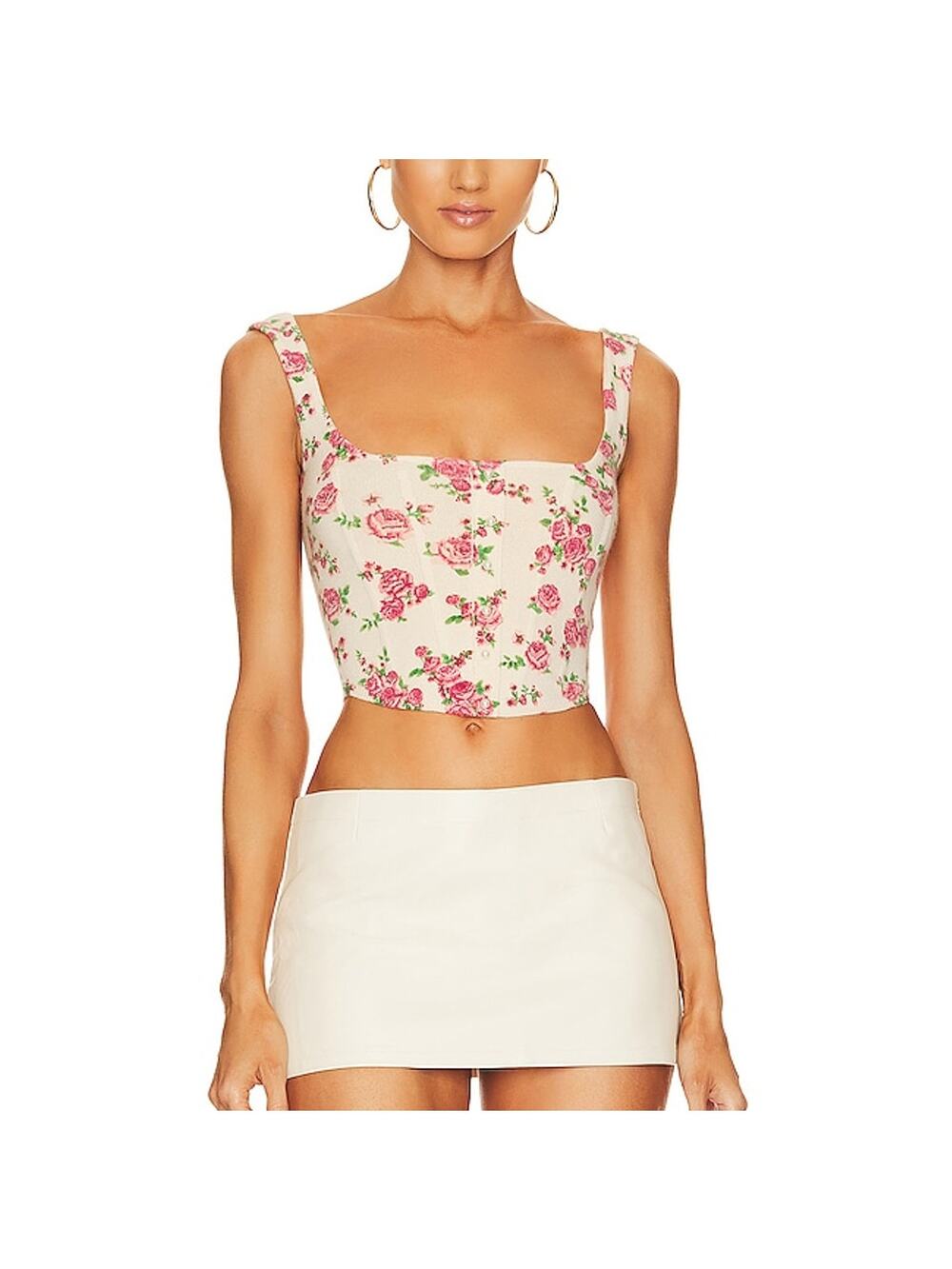 Guizio Knitted Cream Floral Corset Top Size S